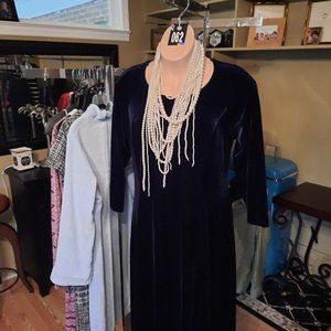 Midnight Blue Plus Size Velour Dress